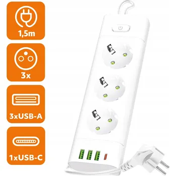 Napájecí kabel Prodlužovací Kabel Laitica 1,5 m 3 ks bílá