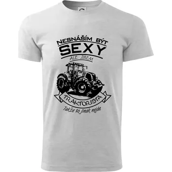 Nesnáším být sexy - Traktorista - Traktor - Klasické pánské triko vyšší gramáže - L ( Světlešedý Melír )