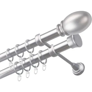 Garnýž Garnýž kovová dvouřadá 25/25mm Belluno satina 100 cm (do stěny / kroužky s háčkem)