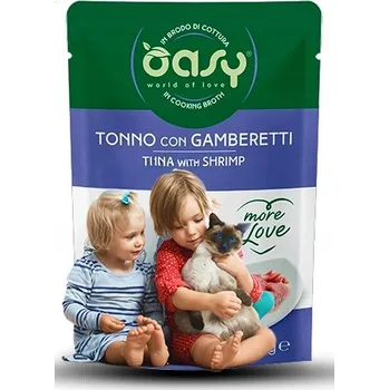 Krmivo pro kočku OASY MORE LOVE kapsička - Tuňák s krevetami 70g