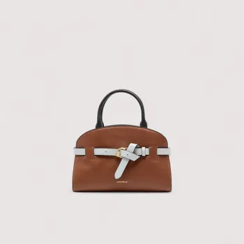 Kabelka COCCINELLE SABINE TRICOLOR KOŽENÁ KABELKA COGNAC/NOIR/SNOW AW25