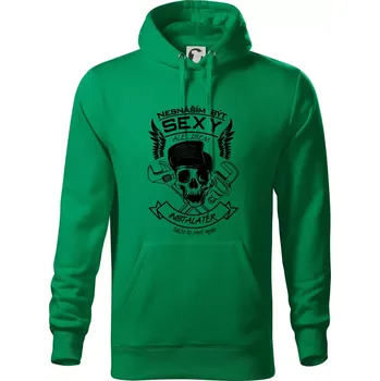 Pánská mikina Nesnáším být sexy - instalatér - Mikina pánská Cape s kapucí - S ( Středně zelená )