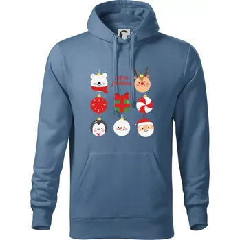 Pánská mikina Vánoční koule - Mikina pánská Cape s kapucí - L ( Denim )