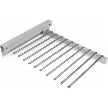 Věšák VÝSUVNÝ VĚŠÁK NA KALHOTY DO ŠATNÍ SKŘÍNĚ, BOČNÍ, KOVOVÝ, MASIVNÍ, 50 CM