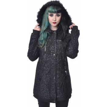 Dámský kabát bunda dámská POIZEN INDUSTRIES - LEO HEART - BLACK - XL