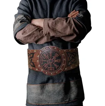 Karnevalový kostým BRNĚNÍ RYTÍŘE KOSTÝM PÁS KOŽENÝ středověký hnědý pancíř vikinga