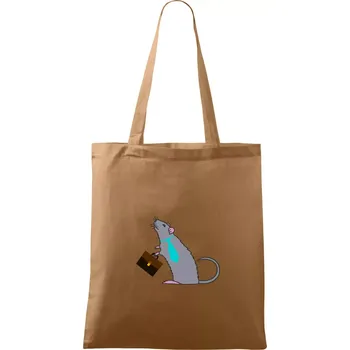 Nákupní taška Krysa kancelářská barevná (Moňas) - Taška bavlněná - 42 x 38 cm ( Cappuccino )