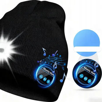 Čepice MULTIFUNKČNÍ ČEPICE S LED SVÍTILNOU, BT HUDBOU A USB NABÍJENÍM
