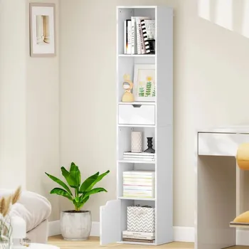 Knihovna Regál se 6 úrovněmi, 30 x 24 x 158 cm | bílý