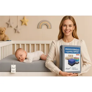 Prostěradlo PROSTĚRADLO NÁPLNÍM JERSEY 100X200 100% BAVLNA POLSKÉ BAVLNA SVĚTLE ŠEDÁ