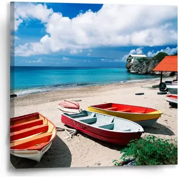 Obraz Sablio Obraz Loďky na pláži - 50x50 cm