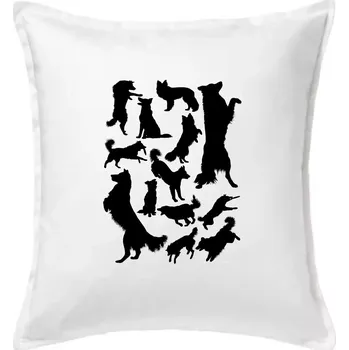 Polštář Border kolie siluety - Polštář 50x50 - 50x50 - Pouze potah ( Bílá )