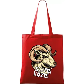 Nákupní taška Starej kozel - Taška bavlněná - 42 x 38 cm ( Červená )