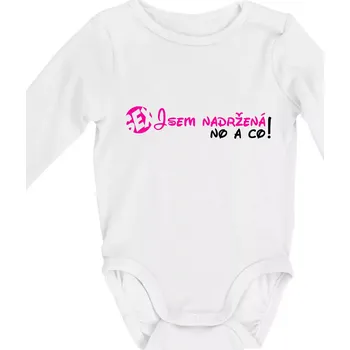 Kojenecké oblečení Jsem nadržená! No a co! - Body kojenecké s dlouhým rukávem - Dlouhý r. do 3 měs ( Bílá )