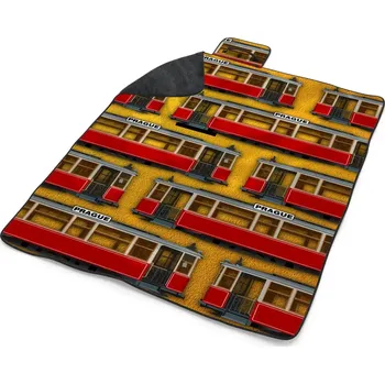 deka Sablio Plážová deka Pražské historické tramvaje Žlutý Pattern: 200x140 cm