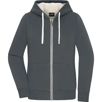 Dámská mikina James&amp;Nicholson Doubleface Dámská hřejivá mikina JN1319 Graphite-Nature XXL