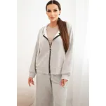 Kesi Dámský komplet ART0249 s širokými nohavicemi a mikinou na zip Barva: Šedá, Velikost: UNI