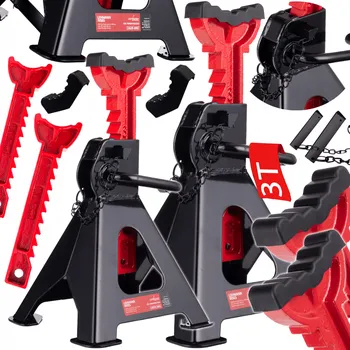 Hever AutoLift Stand – Univerzální sada 2 podpěrek (kobylek) pro automobily s nosností 3000 kg, rozsahem 300-430 mm a ráčnovým mechanismem