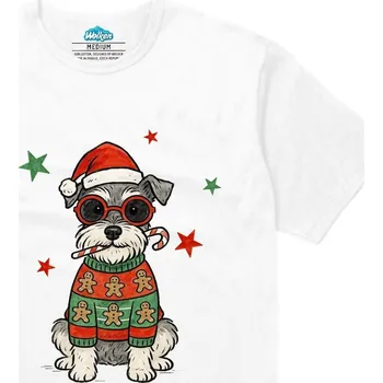 Pánské tričko Pánské tričko Vánoční Knírač v Perníčkovém Svetru (Velikost: XL, Barva: Bílá)