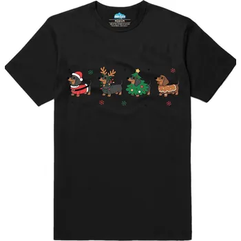 Pánské tričko Pánské tričko Vánoční Jezevčíci v Kostýmech (Velikost: S, Barva: Černá)