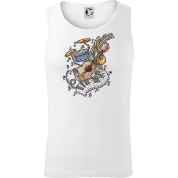 Hudební nástroje v notách - Tílko pánské Core - XL ( Bílá )