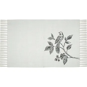 Koberec Koberec CLARINE 60x90 cm ptačí větvička ecru krémová bavlna třásně BOHO koberec