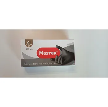 Vyšetřovací rukavice Nitrilové rukavice bez pudru MASTER Black Prefer 100 ks velikost XL