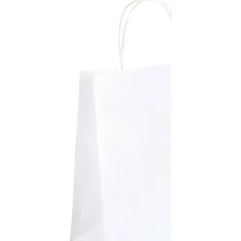 Dárková taška 10 ks Kraftové dárkové tašky 15 x 21 cm s rukojetí Barevné papírové tašky na dárky balení suvenýrů ekologické pevné tašky z papíru bílá