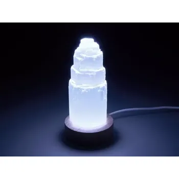 Dekorativní svítidlo Selenitová věž se svítícím podstavcem 10 cm