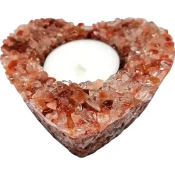 Svícen Karneol svícen na čajovou svíčku ve tvaru srdce