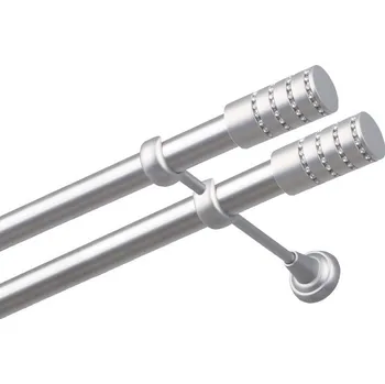 Garnýž Garnýž kovová dvouřadá 25/25mm Cylinder crystal double satina 410 cm (do stěny / na tunýlek - bez kroužků)