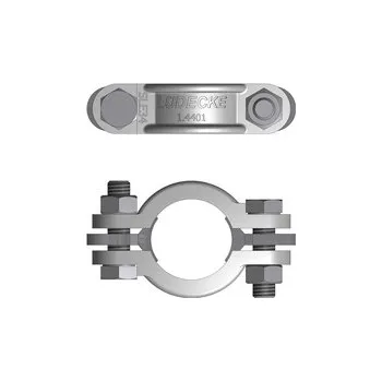 Držák na zahradní hadici LÜDECKE HERKULES NEREZ 1.4401 - klemová spona pro had. DN 19, DIN 20039 A, PN 16/25 Bar, š. M 8x30