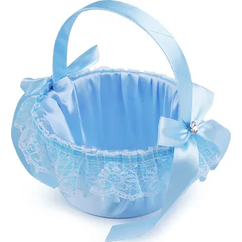 Svatební dekorace Svatební saténový košíček pro družičky, střední, 3 modrá světlá