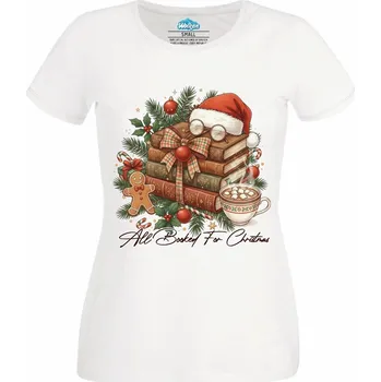 Dámské tričko Dámské tričko Zarezervované Vánoce s Knihou (Velikost: XXL, Barva: Bílá)