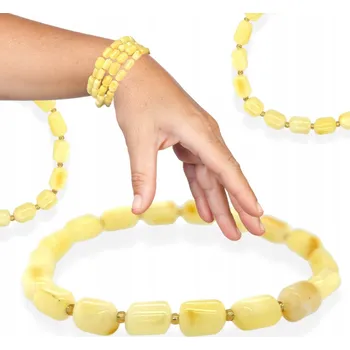 Náramek Bransoletka BURSZTYNOWA na gumce mléčný váleček baltský jantar FILM