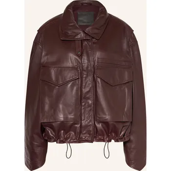 Dámský blejzr Allsaints Dámská Kožená Bunda Clay, tmavě červená, 36