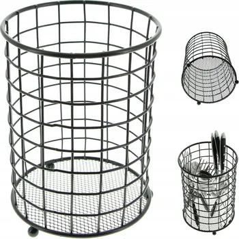 Příborník do zásuvky Černý organizér na příbory ocel, koš na příbory