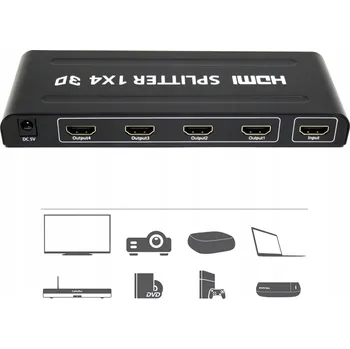 Video kabel HDMI SPLITTER PŘEPÍNAČ 4 X HDMI - HDMI GAT