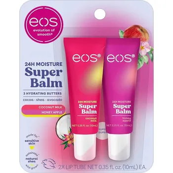 Péče o rty EOS 24H Hydratační Super Balzám Kokosové Mléko Med Jablko 2ks Balzám na rty