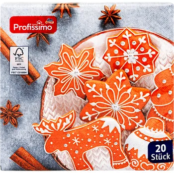 Papírový ubrousek Profissimo ubrousky Perníčky 33x33 cm, 3vrstvé