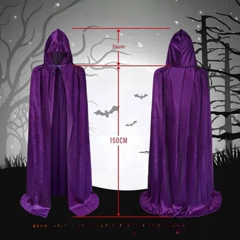 Karnevalový kostým ČERNÝ PLÁŠŤ S KAPUCÍ , HALLOWEENSKÝ KARNEVALOVÝ KOSTÝM KOSTÝM ŠATY