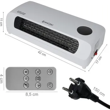 Teplovzdušný ventilátor WarmBarrier Vzduchová clona dvoustupňová 1000 / 2000 W s dálkovým ovládáním a funkcí týdenního programu