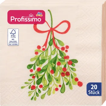 Papírový ubrousek Profissimo ubrousky Jmelí, 25x25cm, 3vrstvé