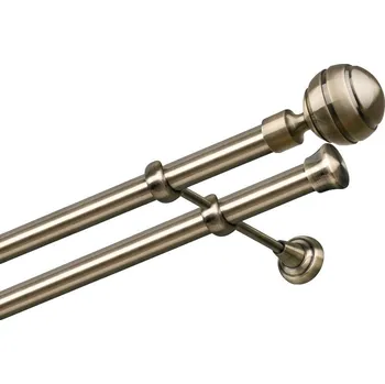 Garnýž Garnýž kovová dvouřadá 25/25mm Paola mosaz 100 cm (do stěny / na tunýlek - bez kroužků)