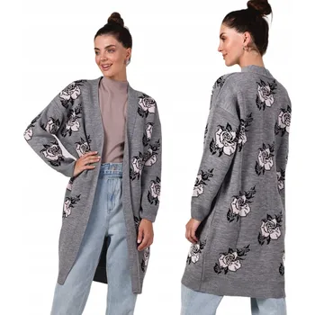 Dámský svetr BeWear dámský svetr šedý volný ke kolenům univerzální velikost