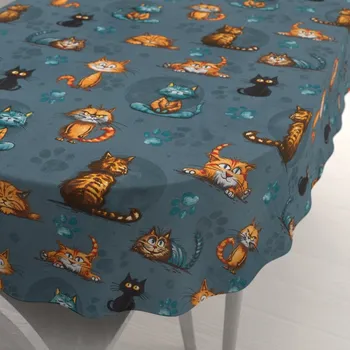 ubrus Dětský bavlněný oválný ubrus Sandra SA-705 Kočičí parta na tmavě šedomodrém 50x100 cm