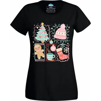 Dámské tričko Dámské tričko Vánoční Pohoda (Velikost: M, Barva: Černá)