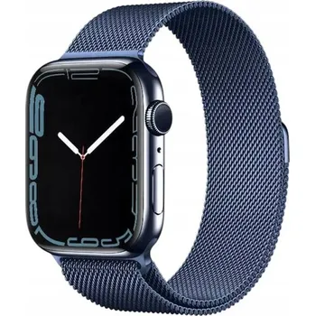 Řemínek na hodinky OCELOVÝ MODRÝ ŘEMÍNEK MILÁNSKÝ TAH PRO APPLE WATCH 42/44/45/49 MM ELEGANTNÍ