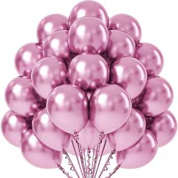 Balónek RŮŽOVÉ METALICKÉ LATEXOVÉ BALÓNKY 50 KUSŮ 12 palců 30 cm CHROMOVÉ