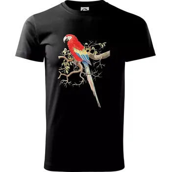 Papoušek na listnatém stromě - Triko extra velké (5-8XL) - 7XL ( Černá )